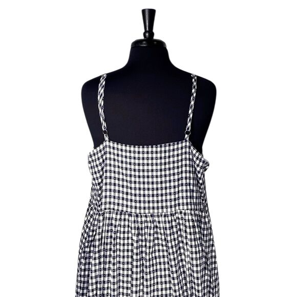 ModCloth Women’s 2X Navy Check Maxi Dress Cotton Button Front Sleeveless Casual - Picture 7 of 9